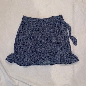 Faux wrap mini skirt dark green floral